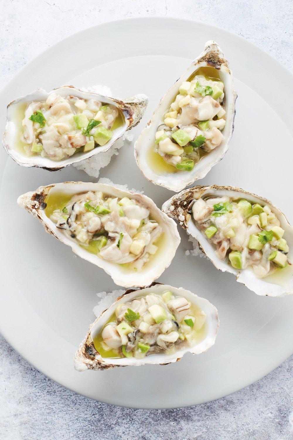 Salade van oester met avocado en appel