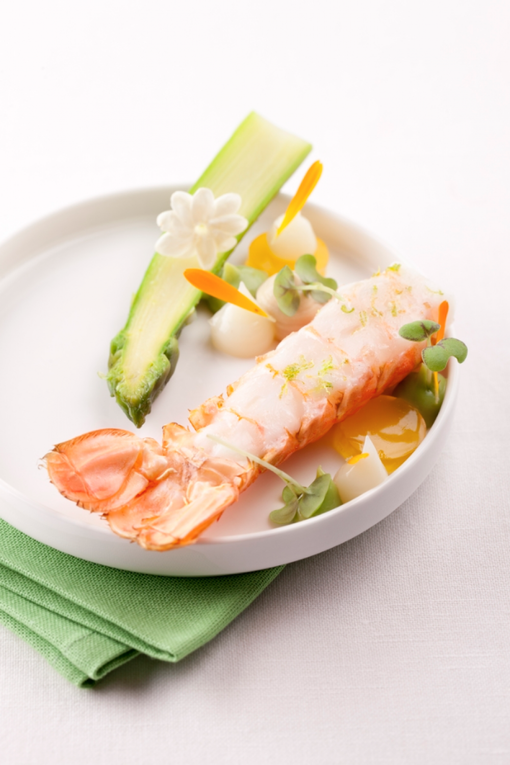 Groene asperges - langoustine - satsuma