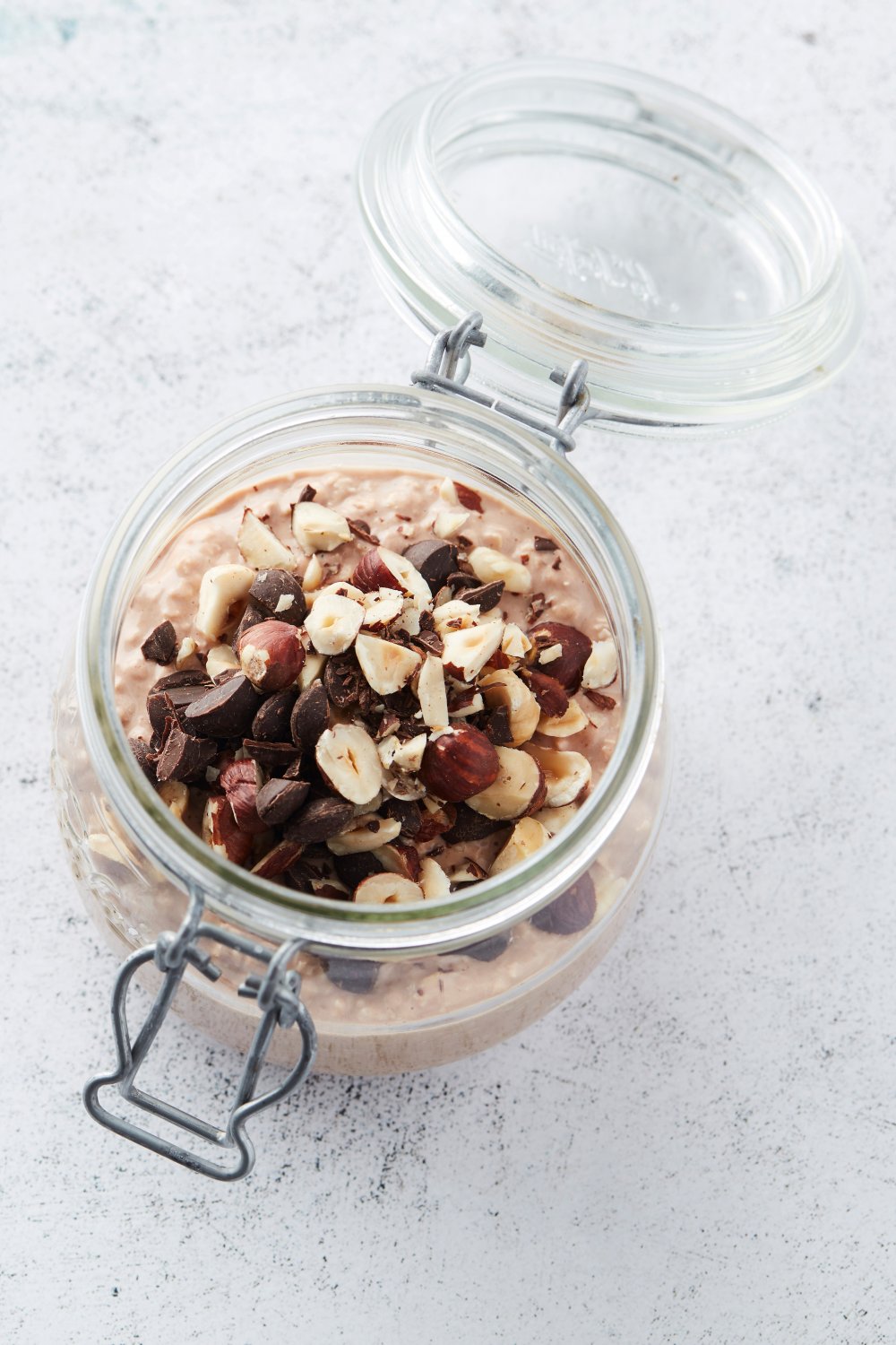 Overnight oats met chocolade en hazelnoot