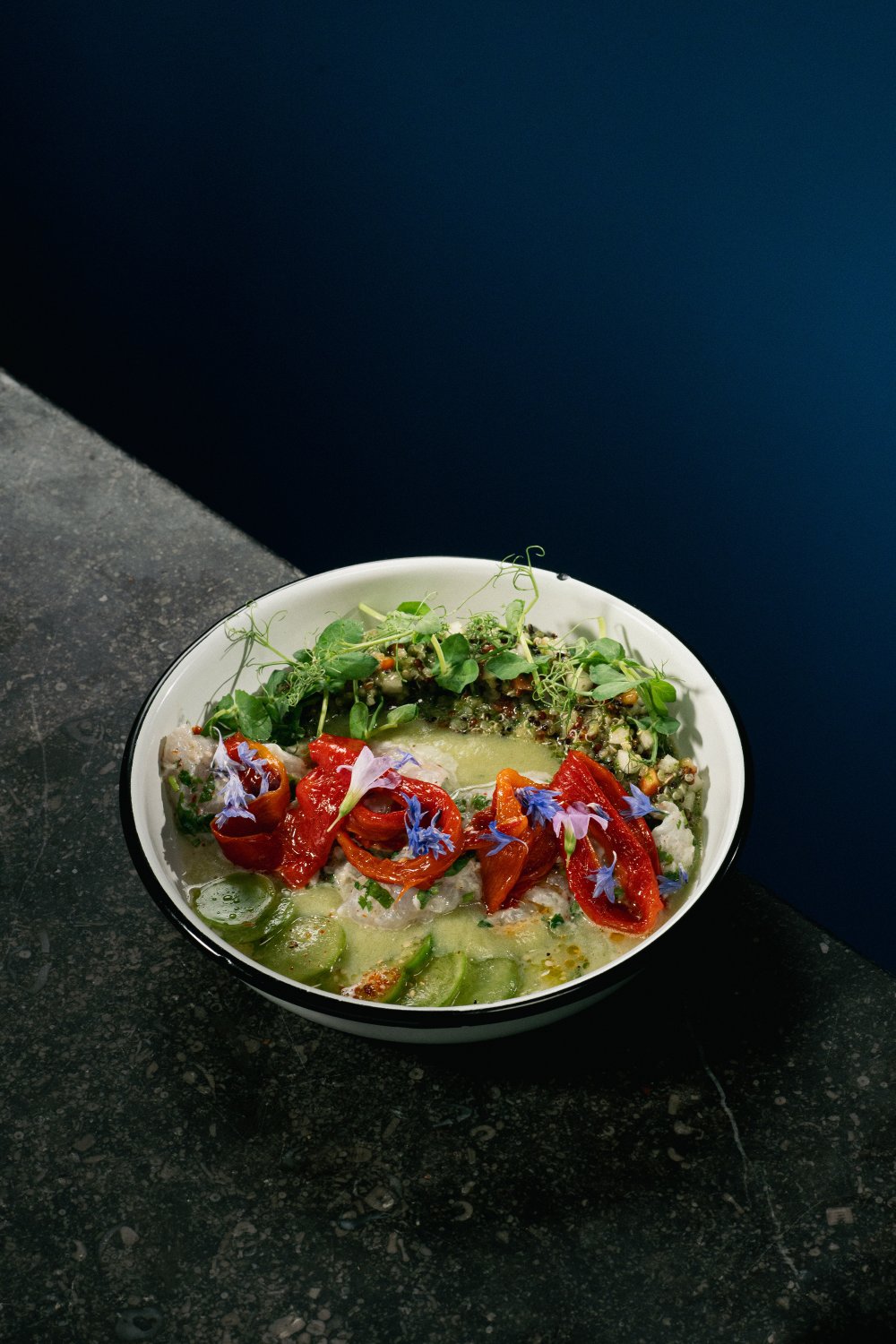 Ceviche van schelvis met quinoa en koolrabi