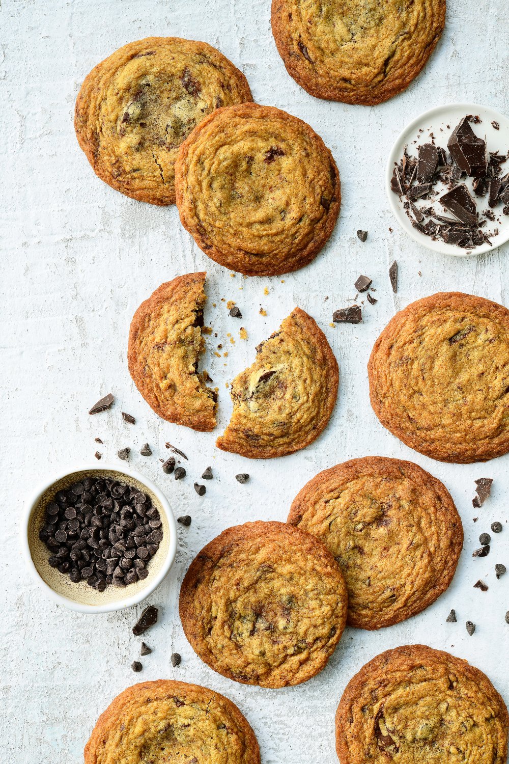 Chocolate chip cookies met bruine boter