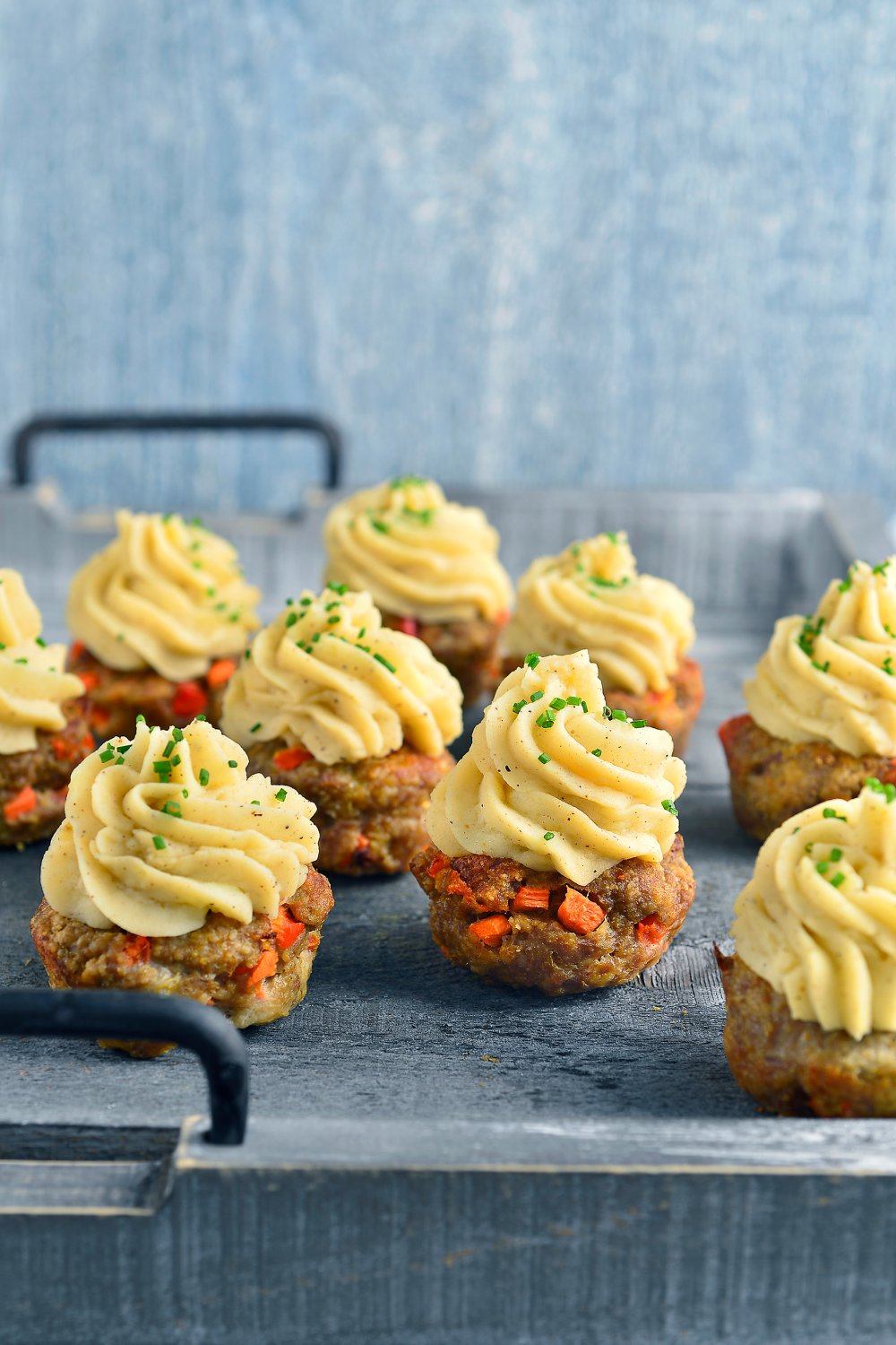 Gehaktcupcakes met aardappelpuree