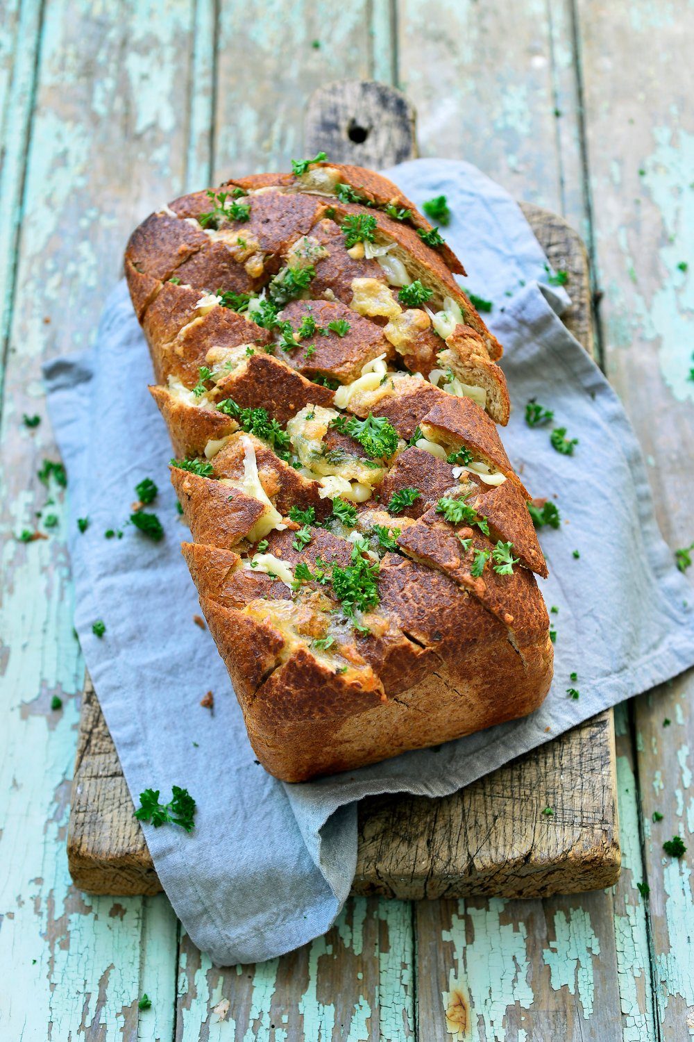 Plukbrood met look en mozzarella