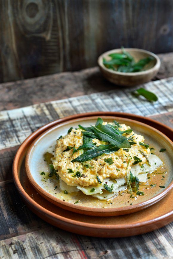 Lasagne met gegrilde pompoen en geitenkaas