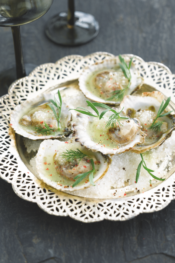 Oesters met appel-dille saus