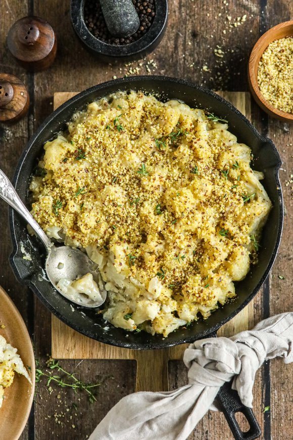 Romige vegan bloemkool gratin