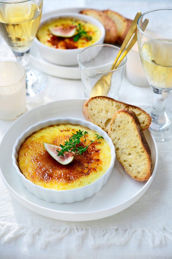 Crème brûlée van burrata