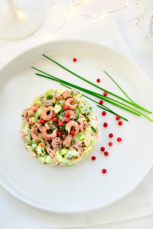 Tartaar van garnaal en avocado