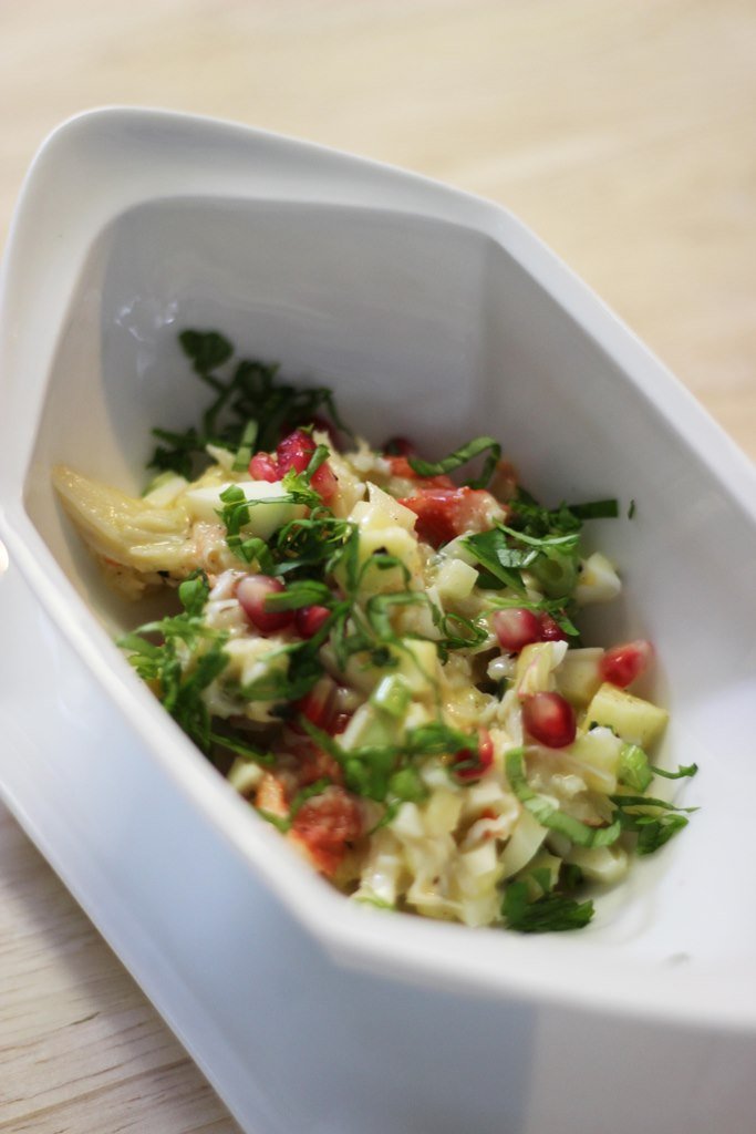 Recept "King krab salade met komkommer en groene appel" njam!