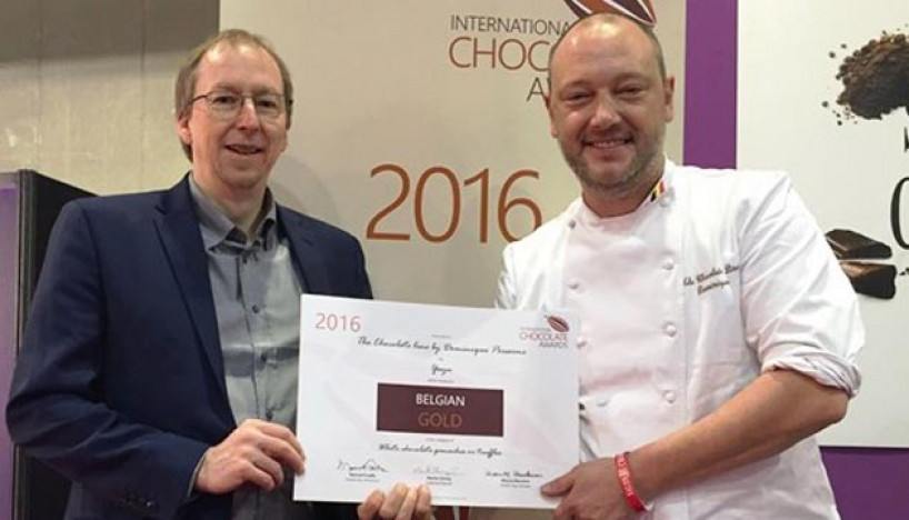 Yuzu, de winnende praline van Dominique Persoone, krijgt goud op de International Chocolate Awards!