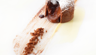 Moelleux van chocolade met ganacheparel